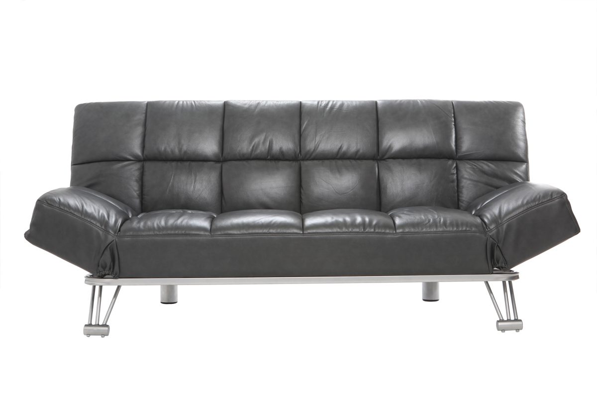Canap convertible cuir 3 places gris MANHATTAN - cuir de vache