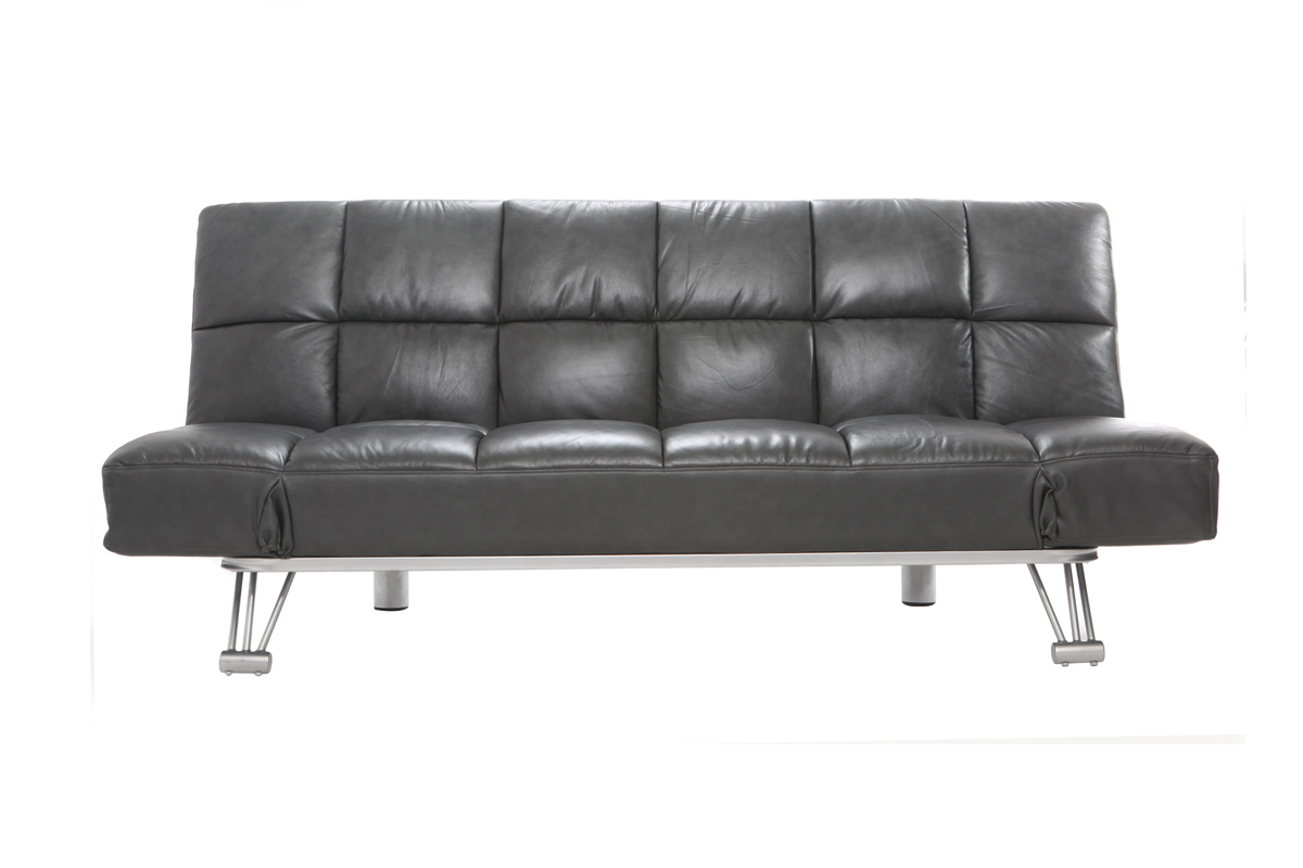 Canap convertible cuir 3 places gris MANHATTAN - cuir de vache