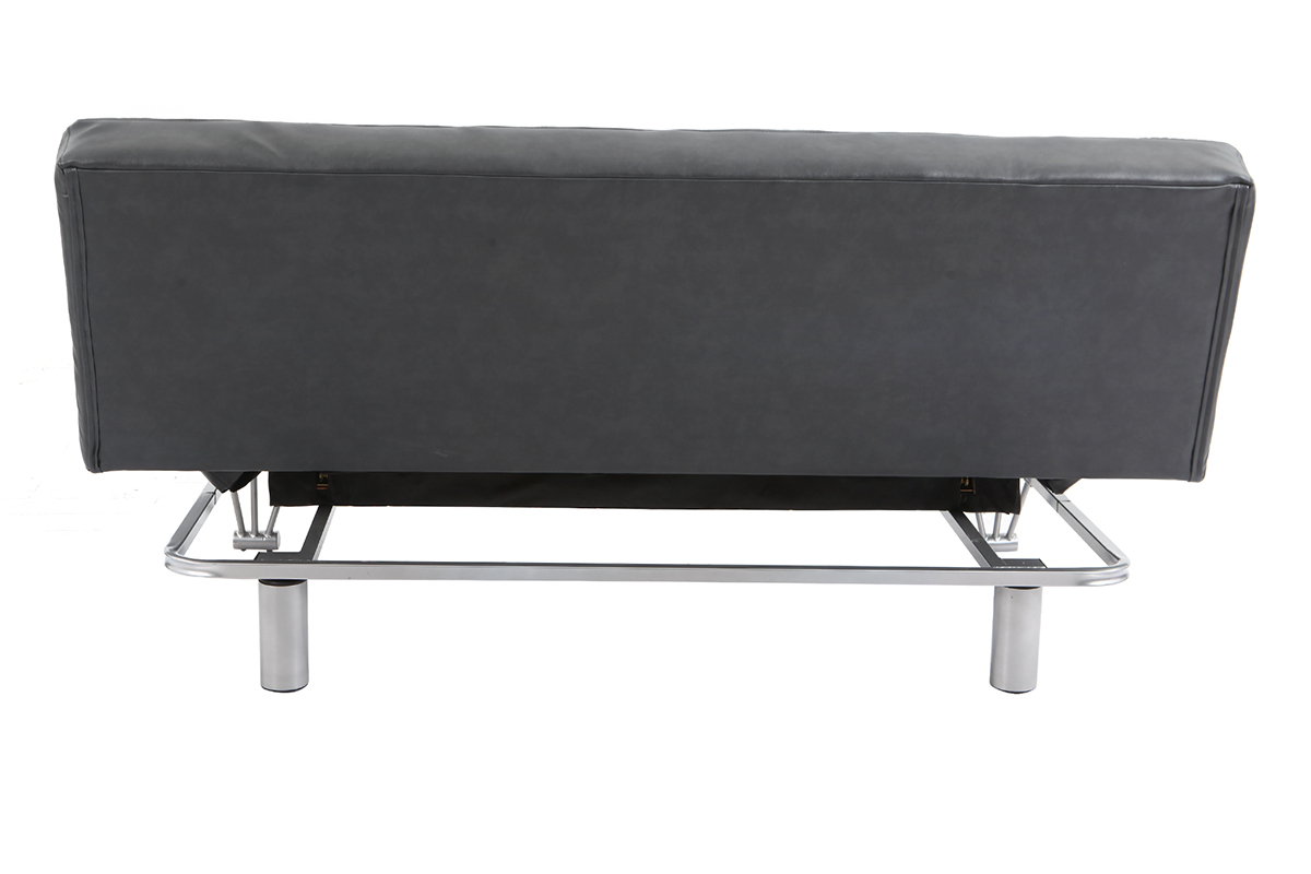 Canap convertible cuir 3 places gris MANHATTAN - cuir de vache