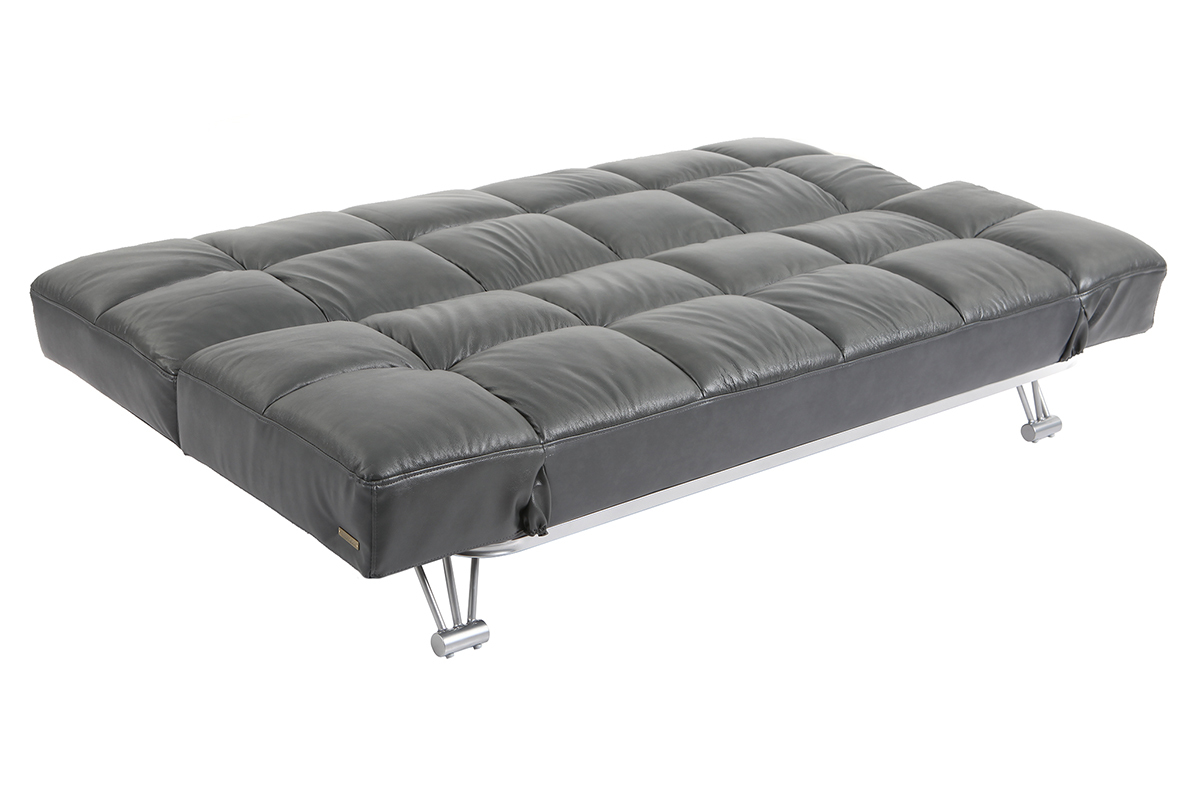Canap convertible cuir 3 places gris MANHATTAN - cuir de vache