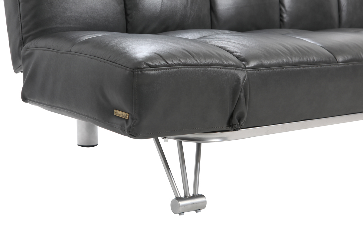 Canap convertible cuir 3 places gris MANHATTAN - cuir de vache