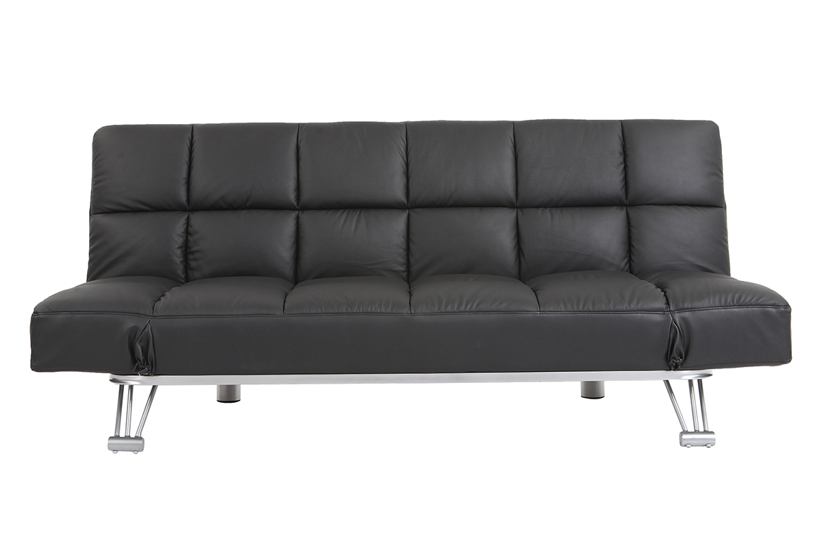 Canap� convertible cuir 3 places noir MANHATTAN - cuir de vache