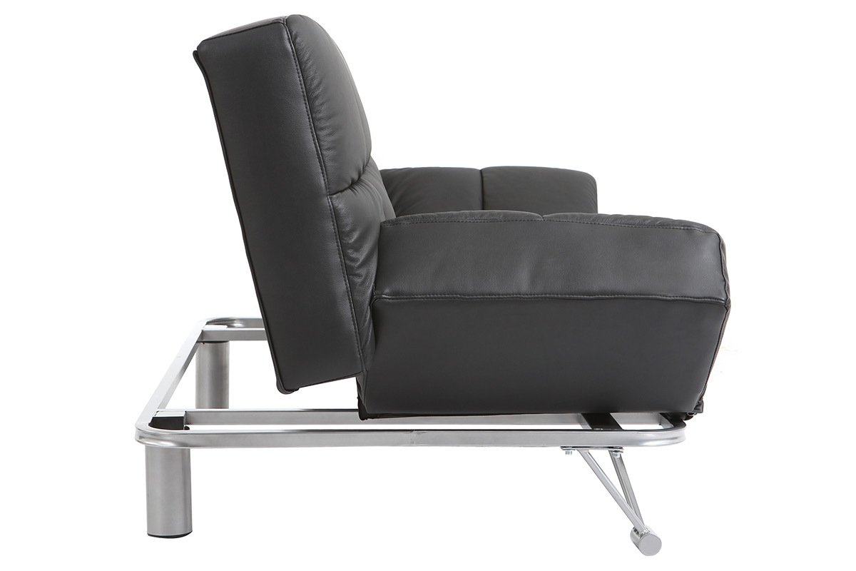 Canap� convertible cuir 3 places noir MANHATTAN - cuir de vache