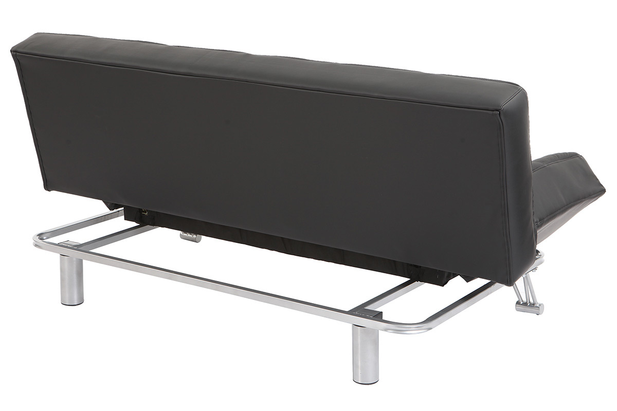 Canap� convertible cuir 3 places noir MANHATTAN - cuir de vache