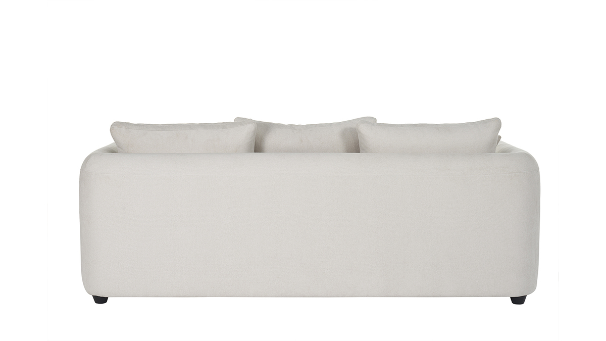 Canapé convertible déhoussable 3-4 places design haricot en tissu effet velours beige clair SACHA