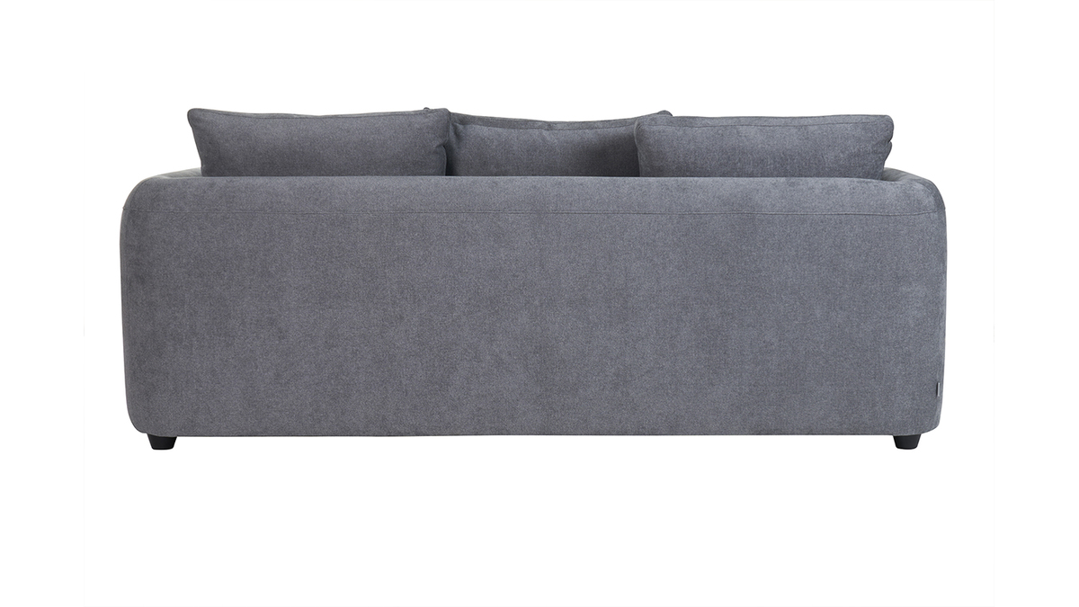 Canapé convertible déhoussable 3-4 places design haricot en tissu effet velours gris anthracite SACHA
