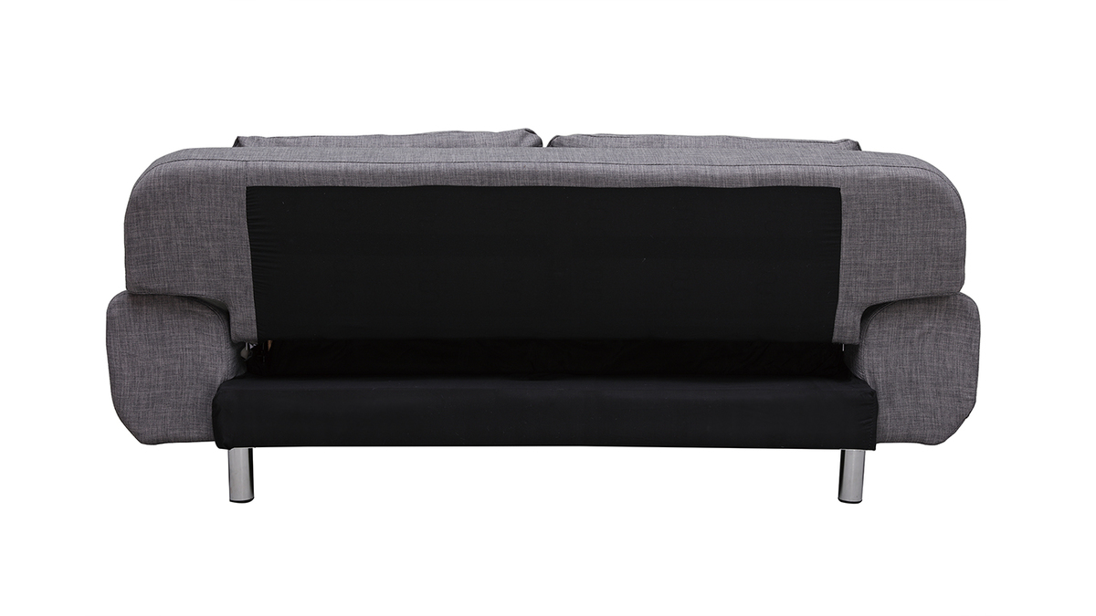 Canapé convertible design 2 places en tissu gris clair et acier chromé TULSA