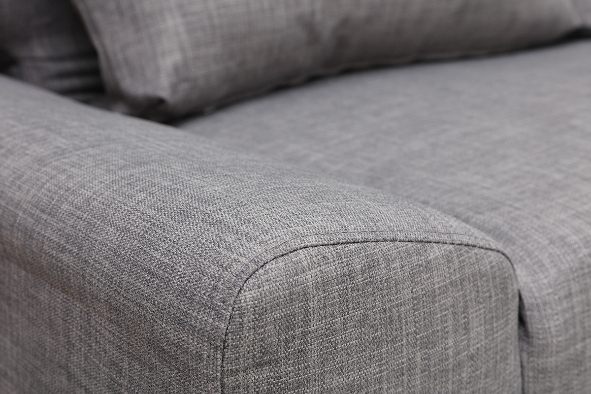 Canap convertible design 2 places en tissu gris clair et acier chrom TULSA