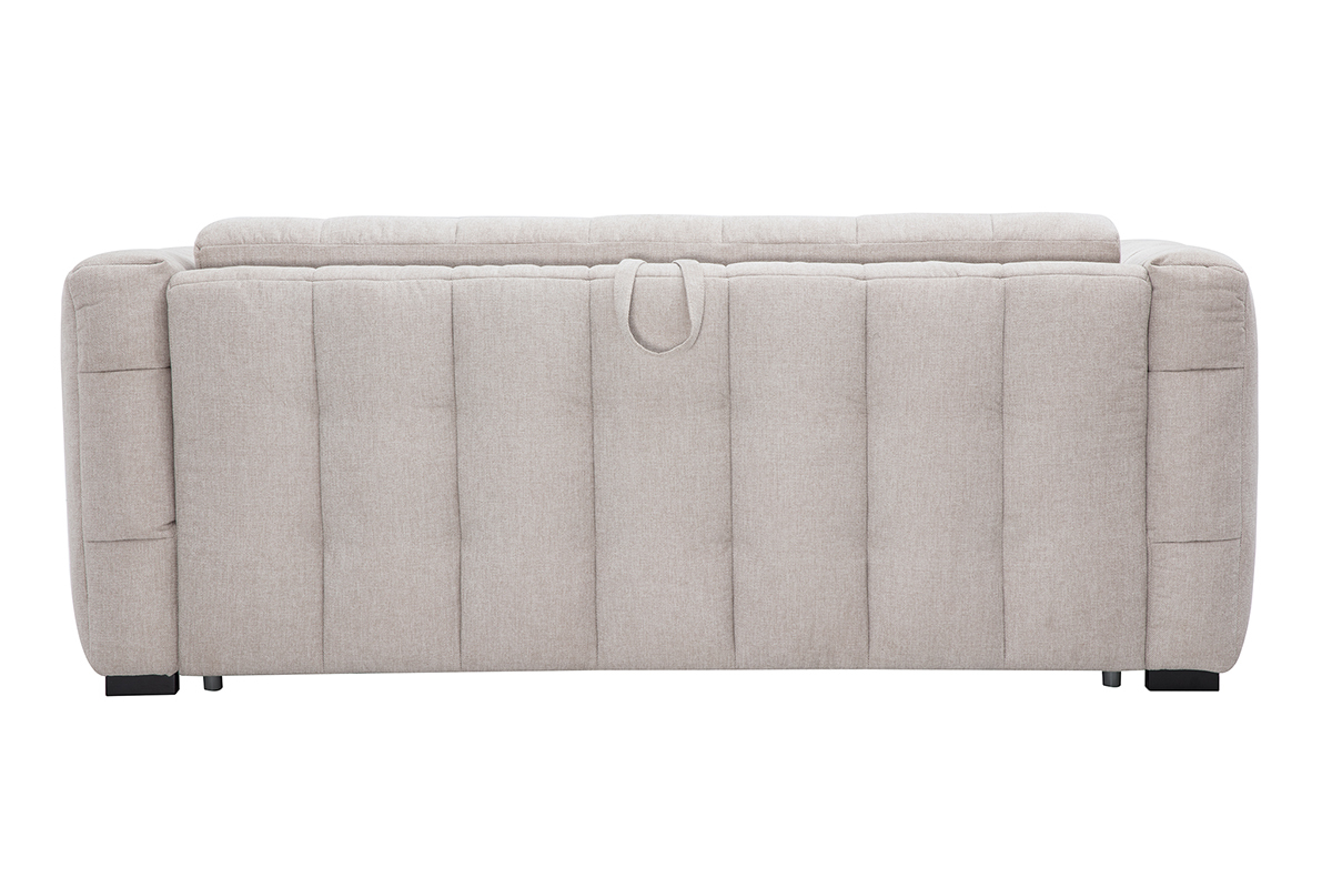 Canap� convertible 3 places beige, vue de dos.