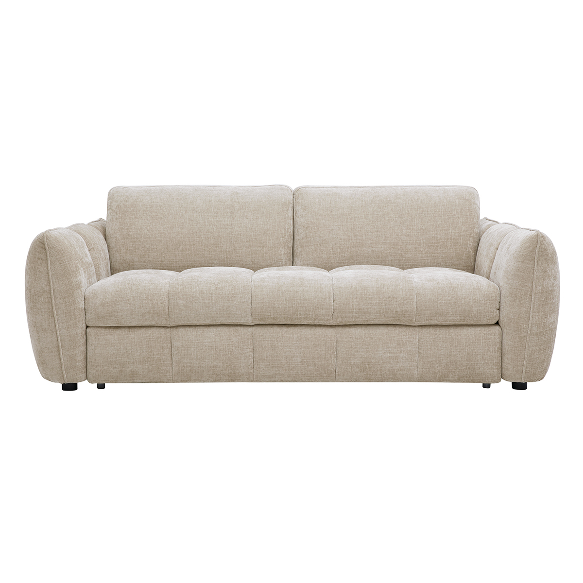 Canapé convertible design 3 places en tissu effet velours texturé taupe WONDER