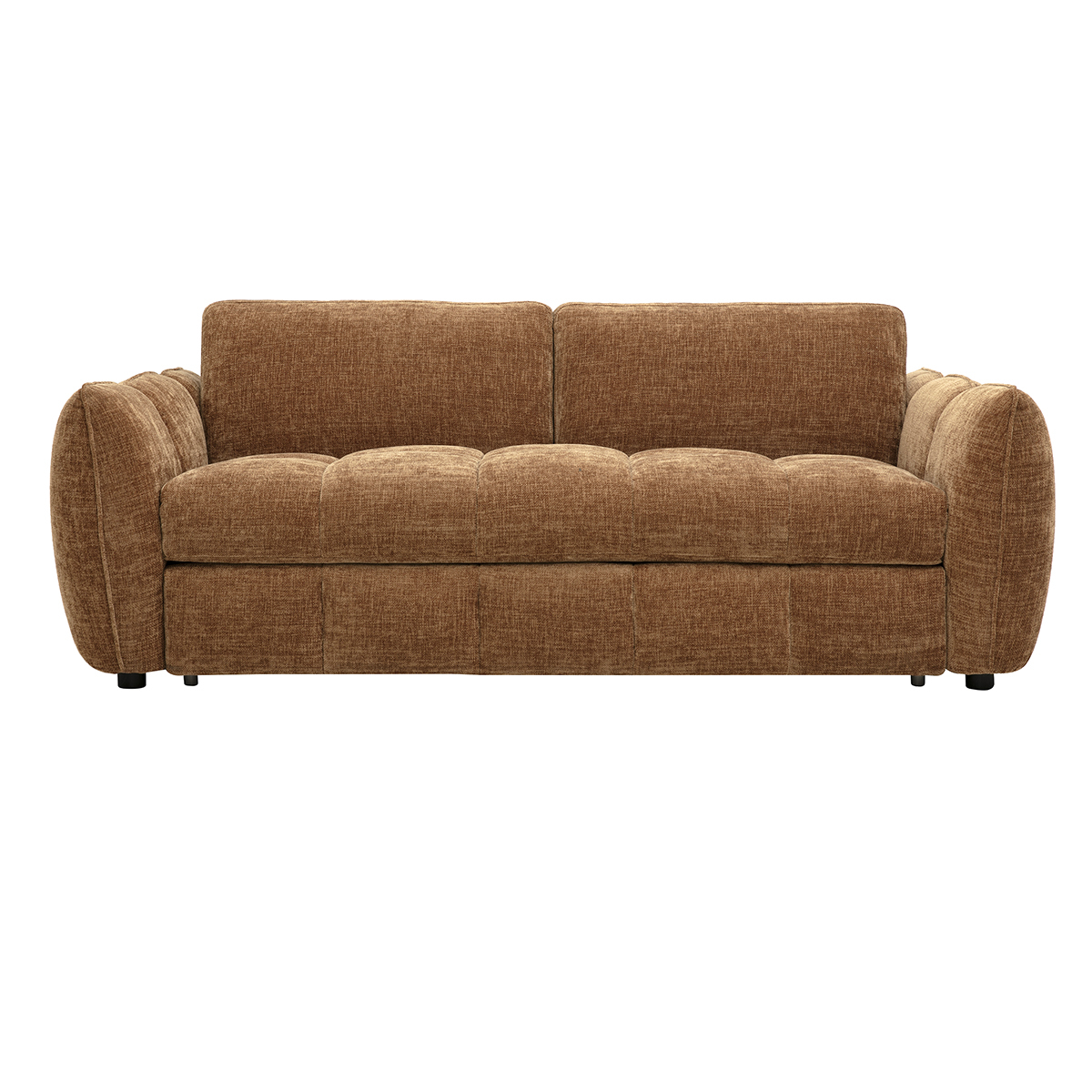 Canapé convertible design 3 places en tissu effet velours texturé terre brûlée WONDER