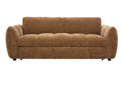 Canap&eacute; convertible design 3 places en tissu effet velours textur&eacute; terre br&ucirc;l&eacute;e WONDER