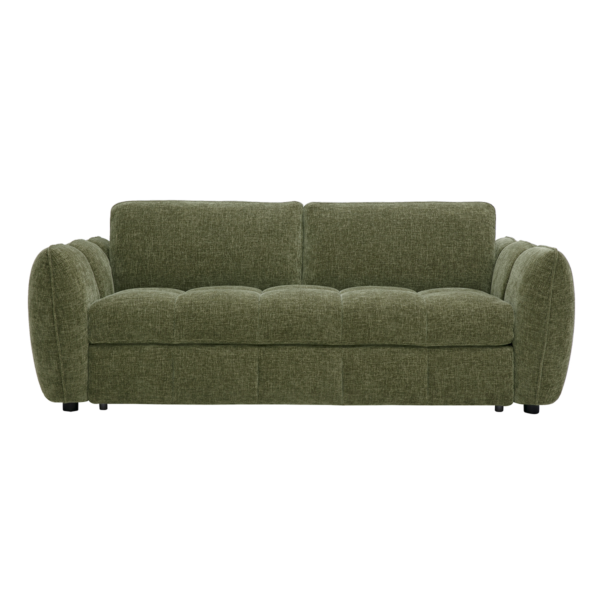 Canapé convertible design 3 places en tissu effet velours texturé vert kaki WONDER