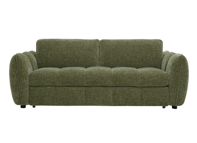 Canap&eacute; convertible design 3 places en tissu effet velours textur&eacute; vert kaki WONDER