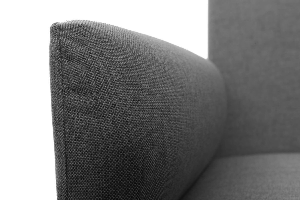 Canap� convertible design 3 places en tissu gris et acier chrom� ELIN