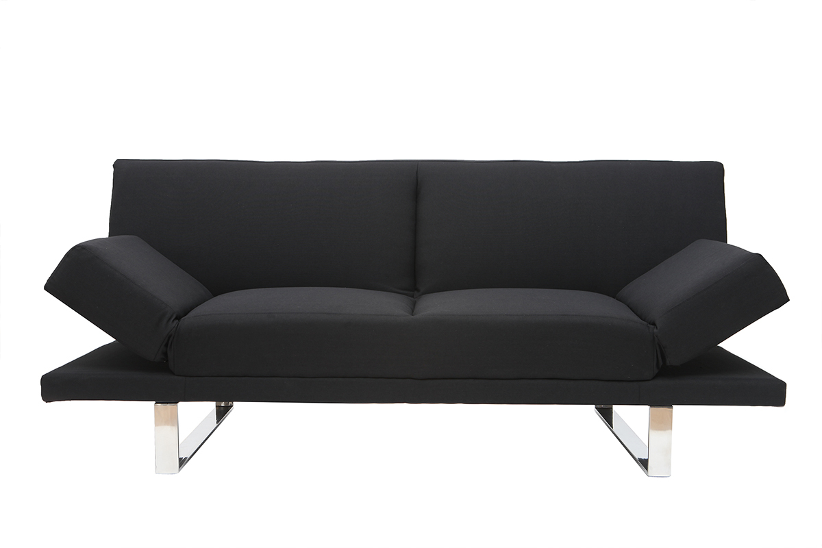 Canap convertible design en tissu noir ATLANTA