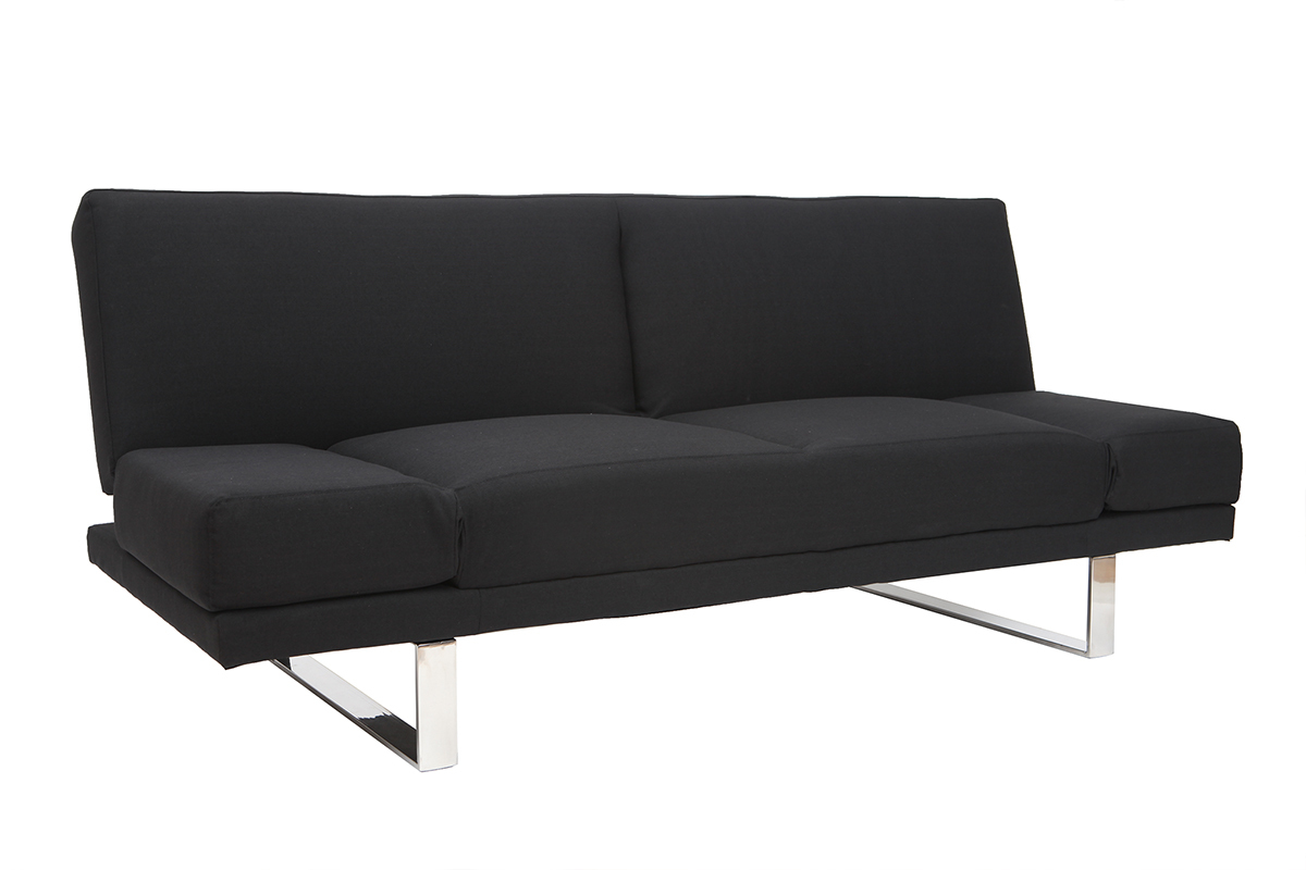 Canap convertible design en tissu noir ATLANTA