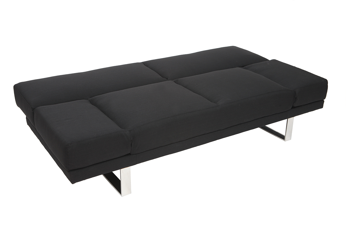 Canape Convertible Design En Tissu Noir Atlanta Miliboo