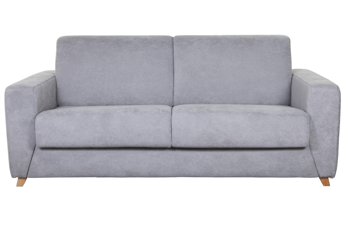 Canap� convertible scandinave 3 places effet velours gris SVEN