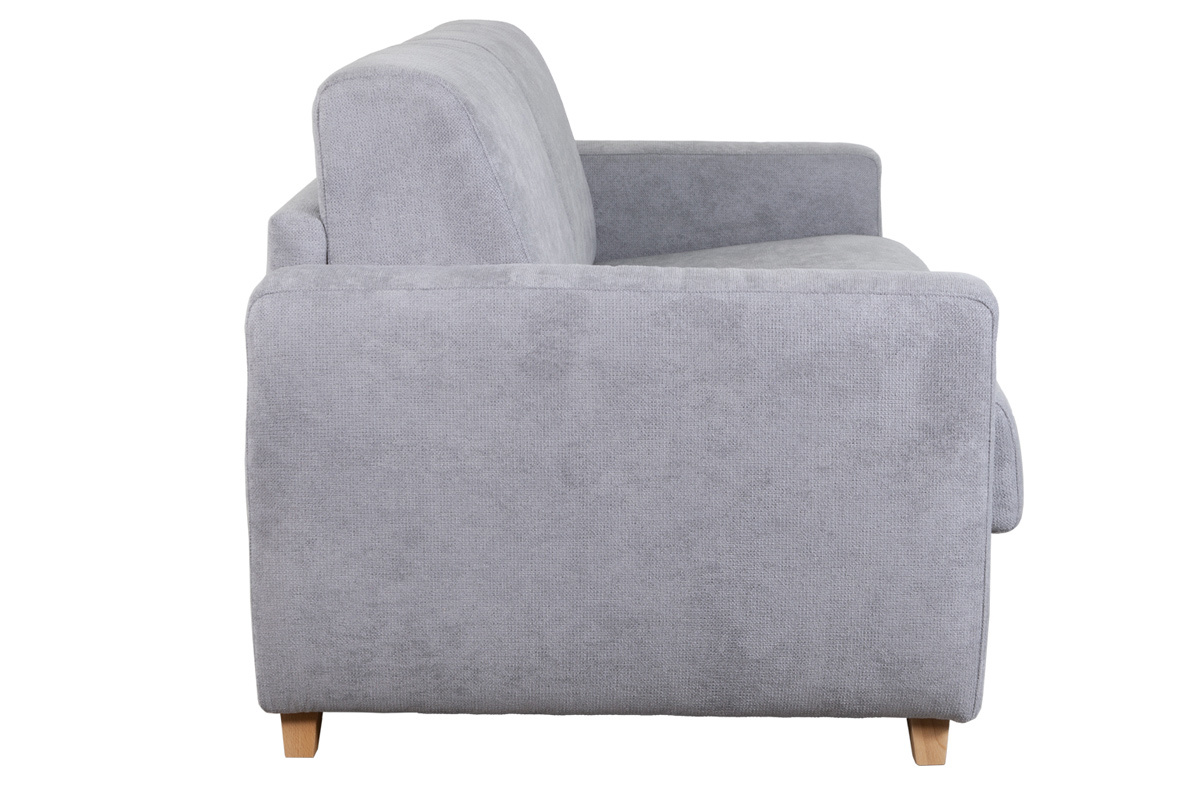 Canap� convertible scandinave 3 places effet velours gris SVEN