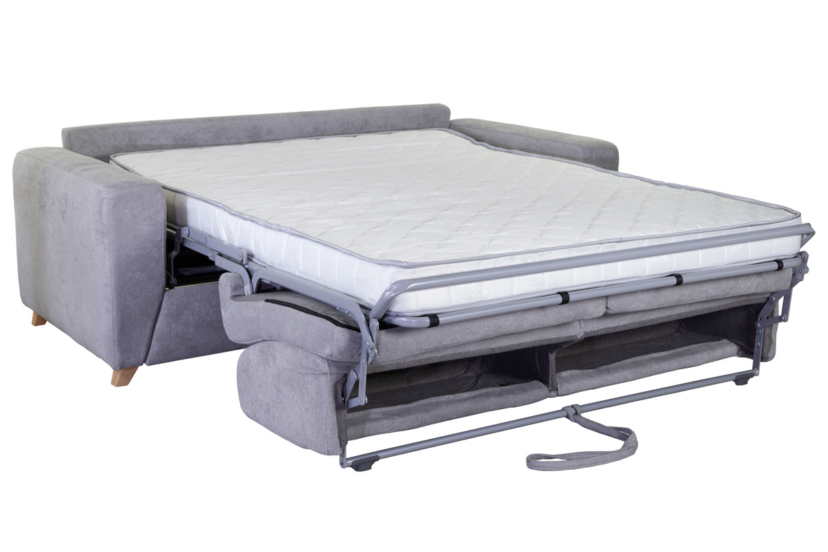 Canap� convertible scandinave 3 places effet velours gris SVEN