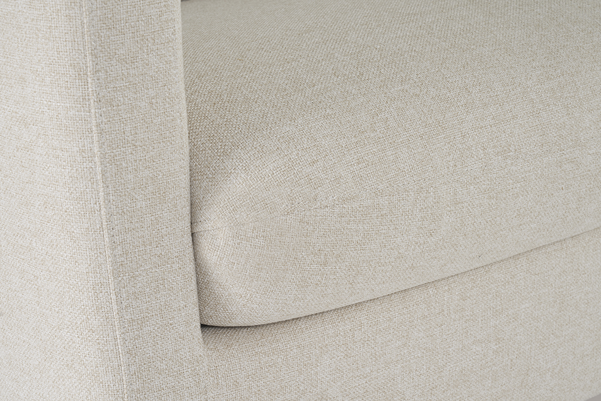 Canap� convertible scandinave 3 places en tissu beige et bois clair LOUISE