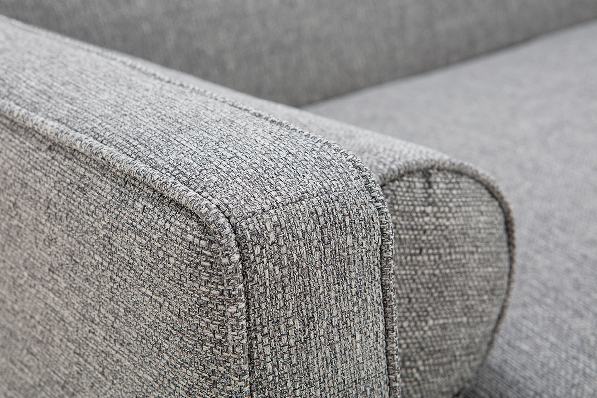 Canap� convertible scandinave 3 places en tissu gris clair et bois clair MOORE