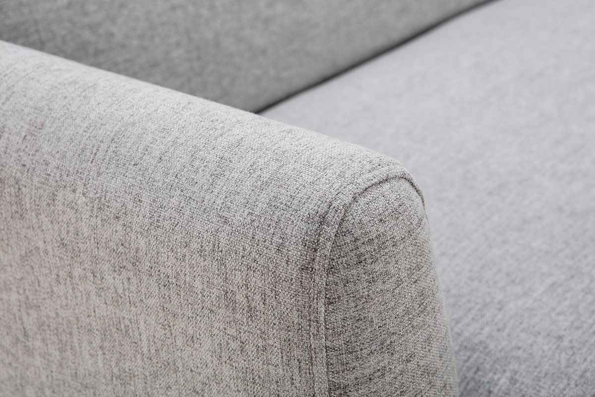 Canap� convertible scandinave 3 places en tissu gris clair et bois clair STEWART