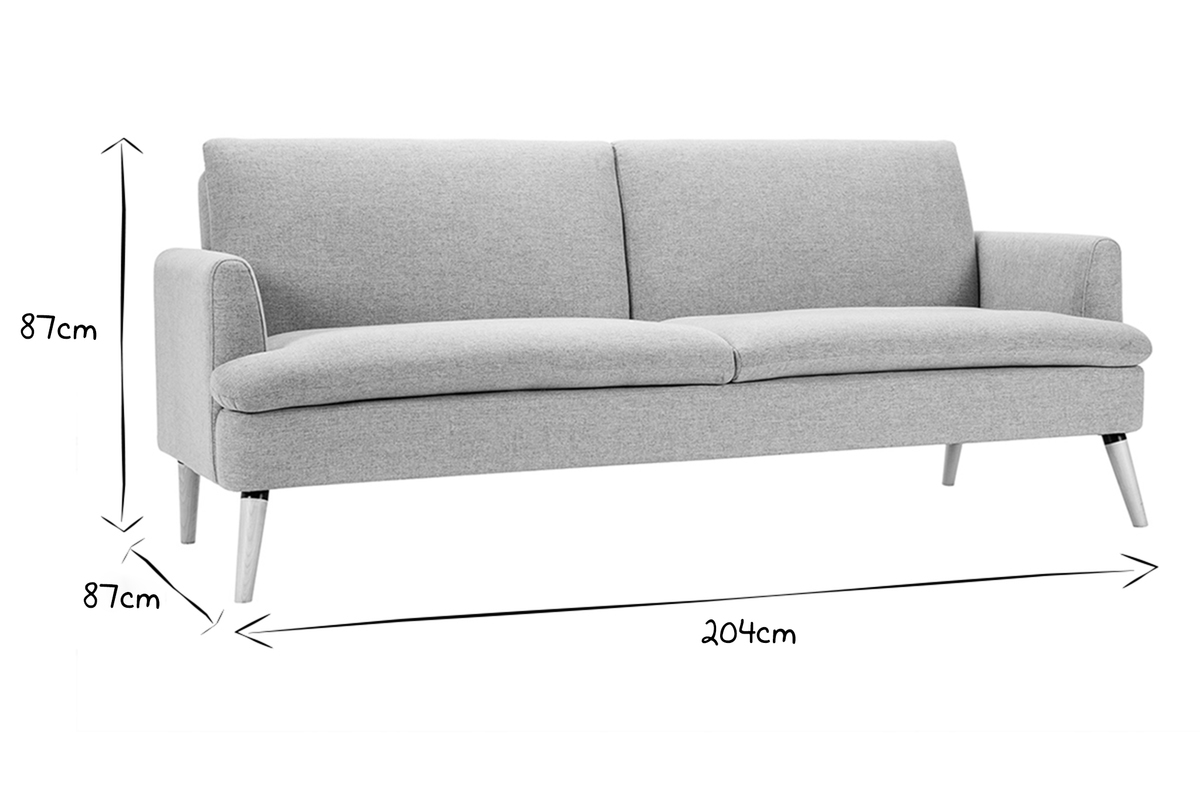 Canap� convertible scandinave 3 places en tissu gris clair et bois clair STEWART