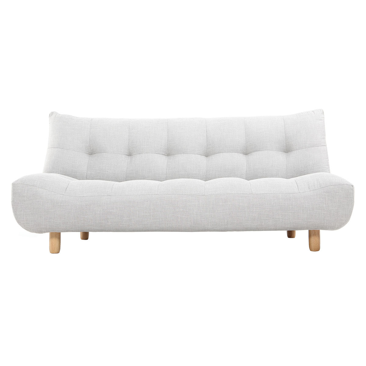 Canapé convertible scandinave 3 places en tissu gris clair et bois clair YUMI Canapé convertible scandinave 3 places en tissu gris clair et bois clair YUMI