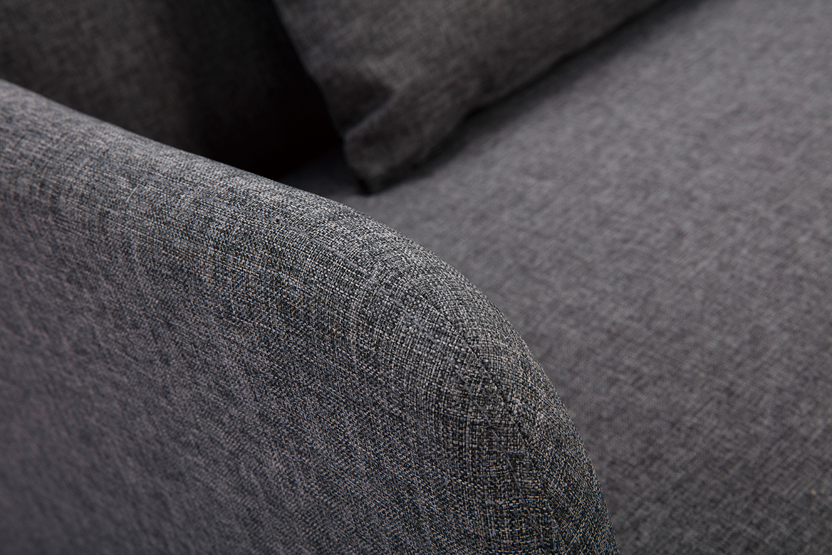 Canap� convertible scandinave 3 places en tissu gris fonc� et bois clair LULA