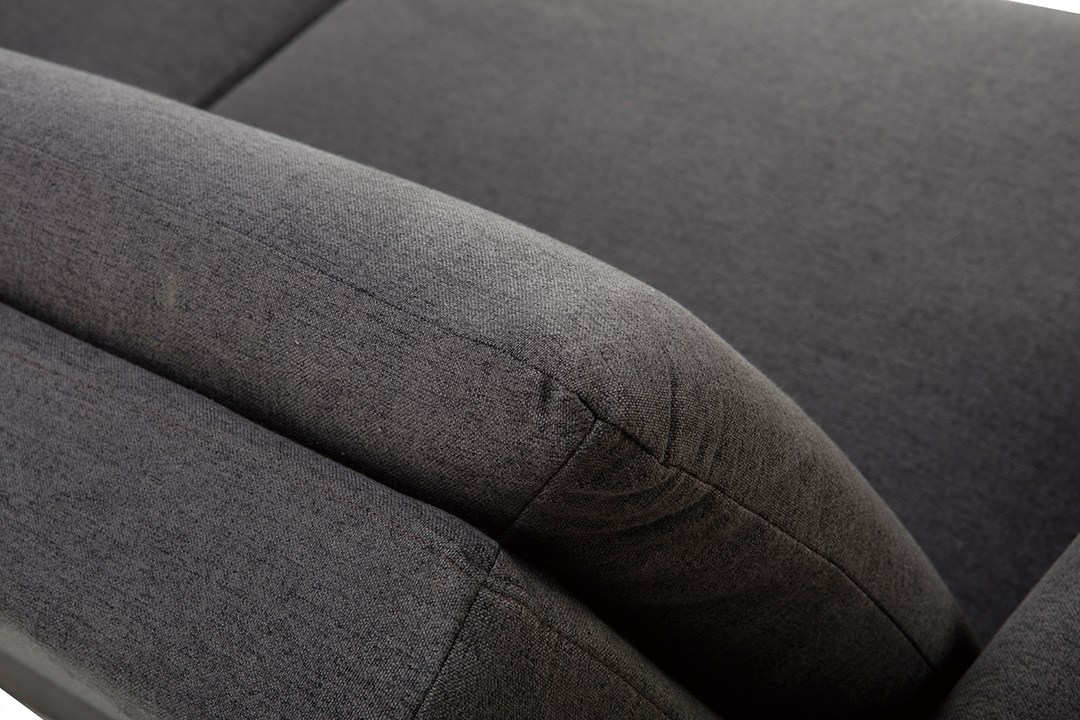 Canap� convertible scandinave 3 places en tissu gris fonc� et bois clair STEWART