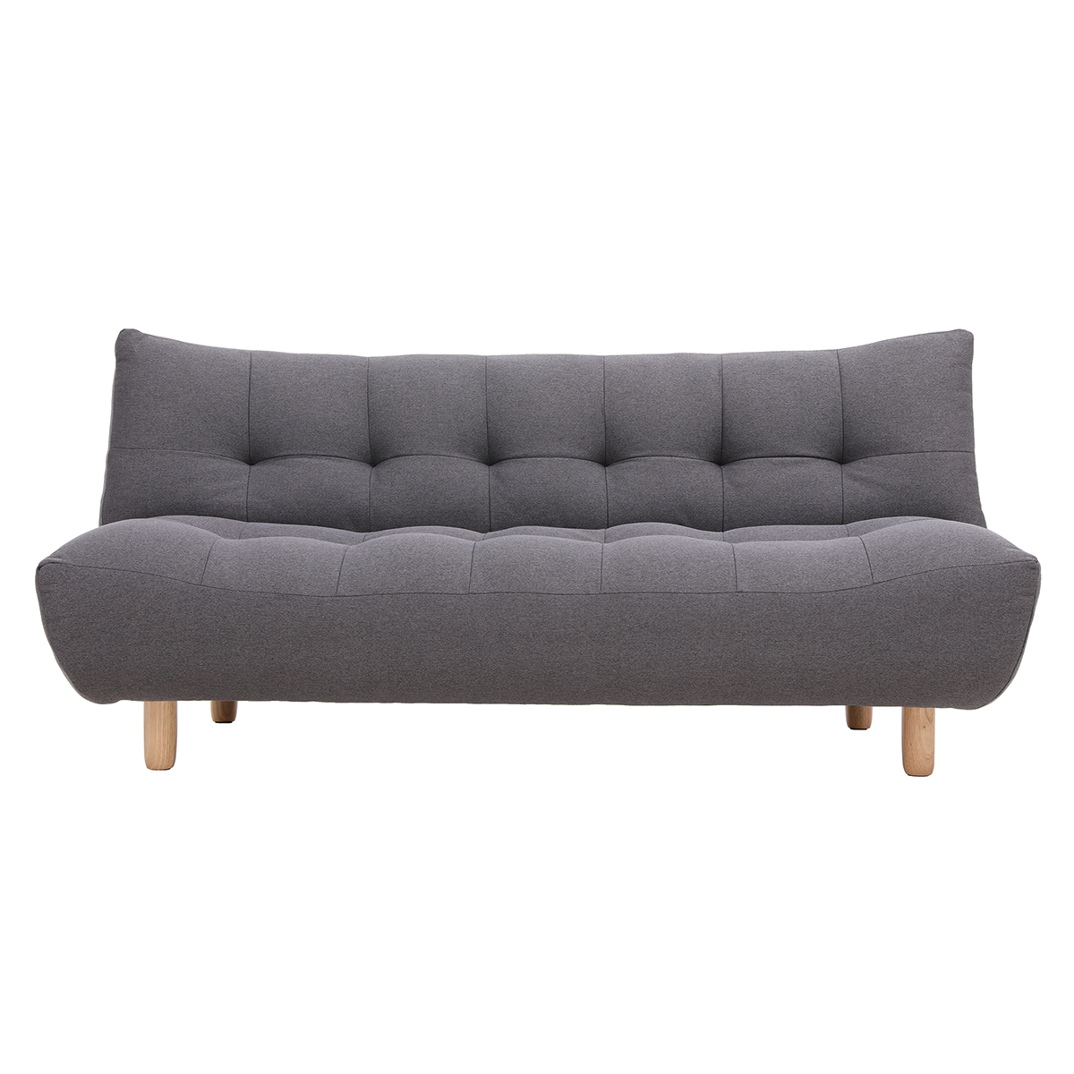 Canapé convertible scandinave 3 places en tissu gris foncé et bois clair YUMI Canapé convertible scandinave 3 places en tissu gris foncé et bois clair YUMI