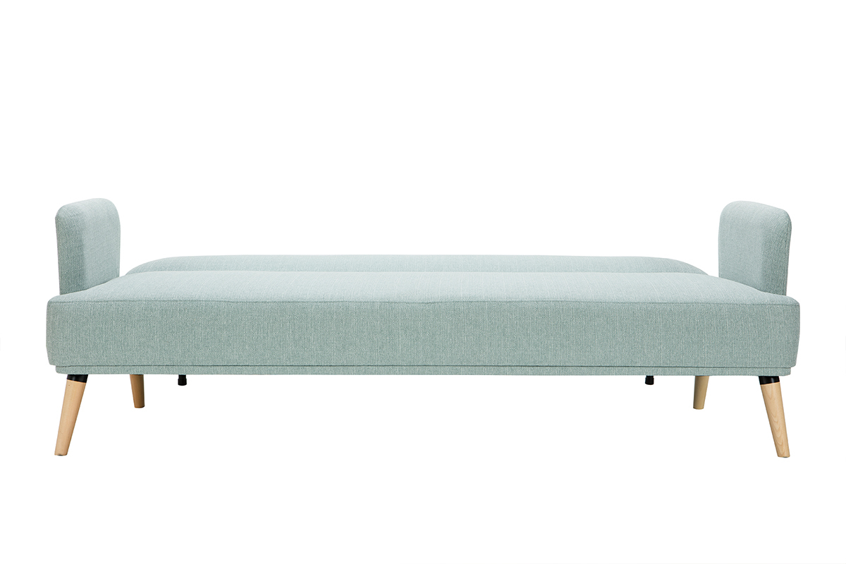 Canap convertible scandinave 3 places en tissu vert lagon et bois clair JAGGER