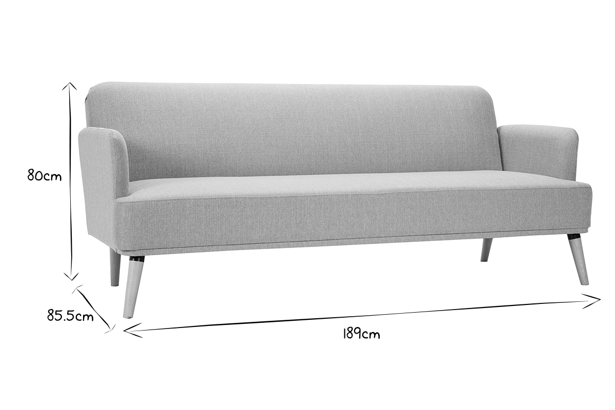 Canap convertible scandinave 3 places en tissu vert lagon et bois clair JAGGER