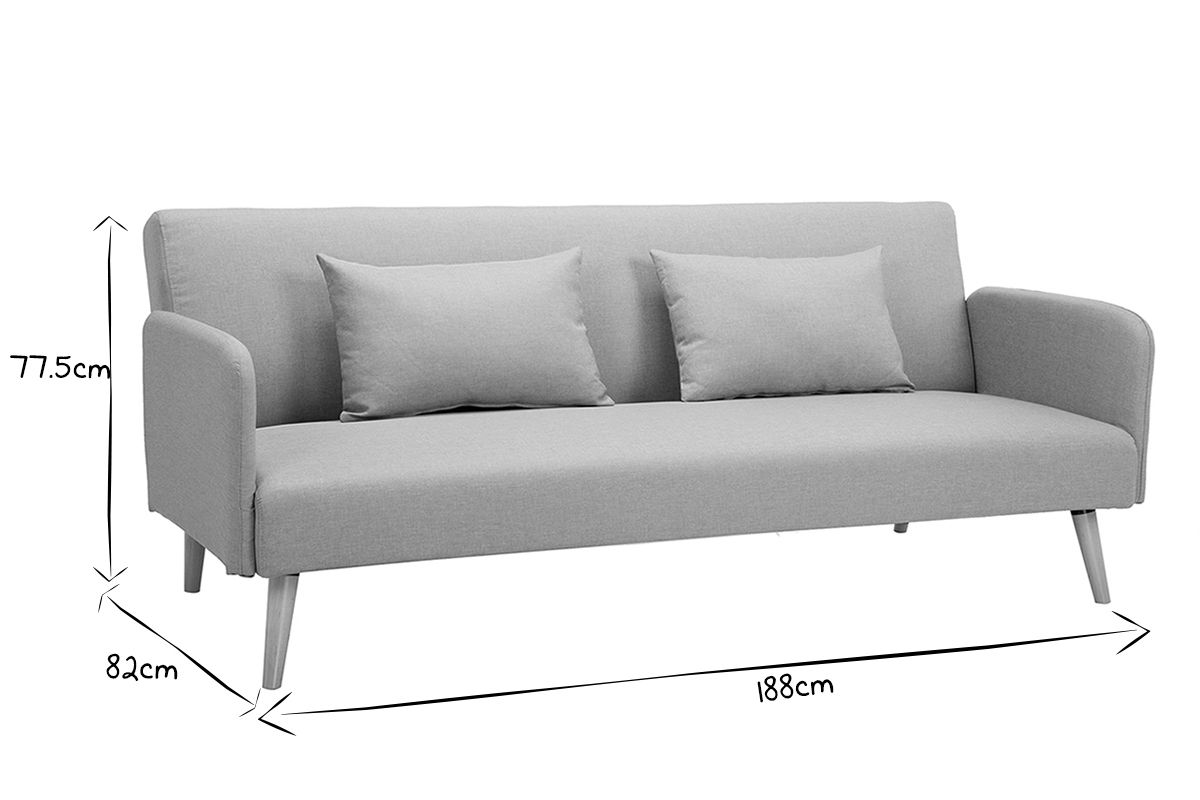 Canap� convertible scandinave 3 places gris clair LULA
