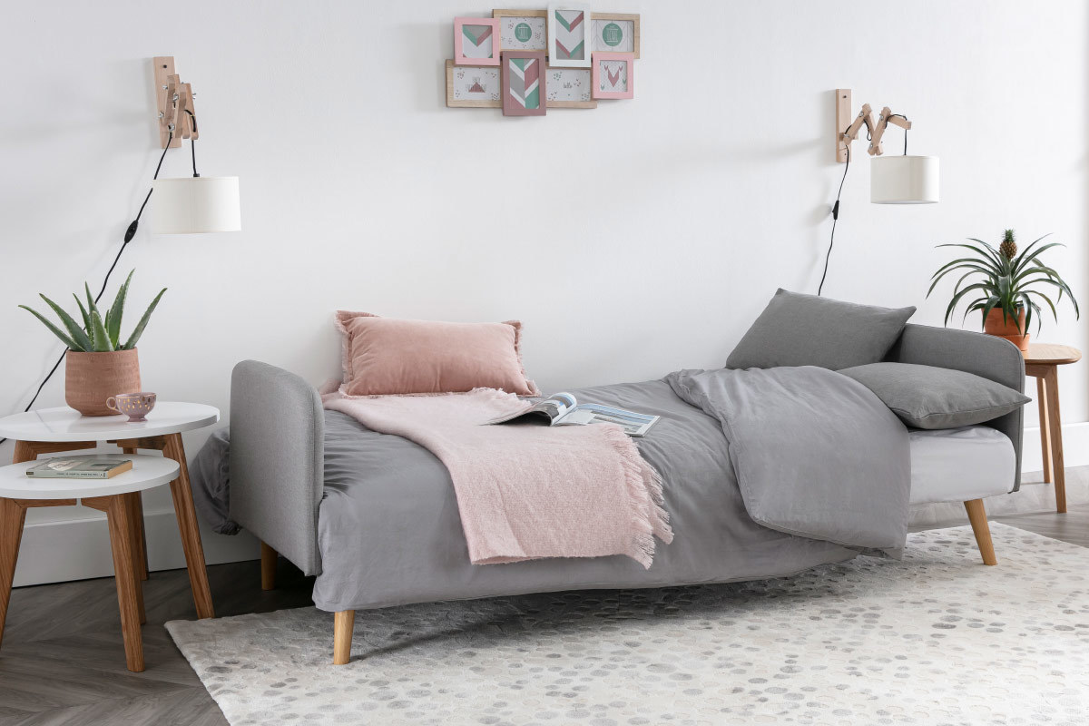 Canap� convertible scandinave 3 places gris clair LULA