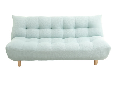 Canapé convertible scandinave en tissu menthe à l'eau et bois clair YUMI