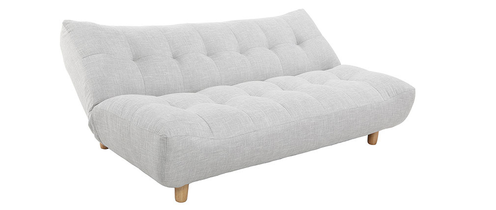 Canap� convertible scandinave gris et ch�ne YUMI