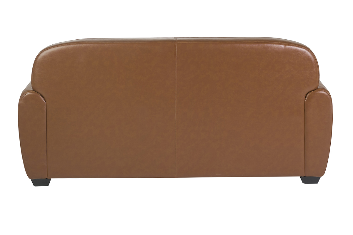 Canap� convertible vintage 3 places en cuir marron vue de dos
