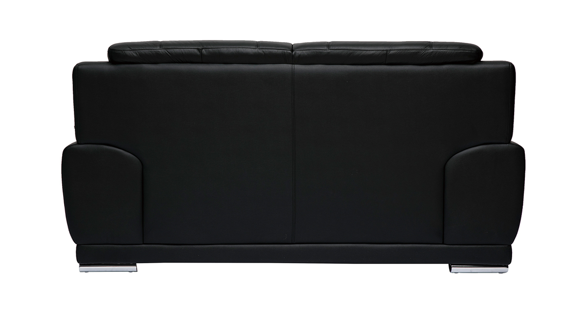 Canapé cuir design 2 places noir TAMARA - cuir de buffle
