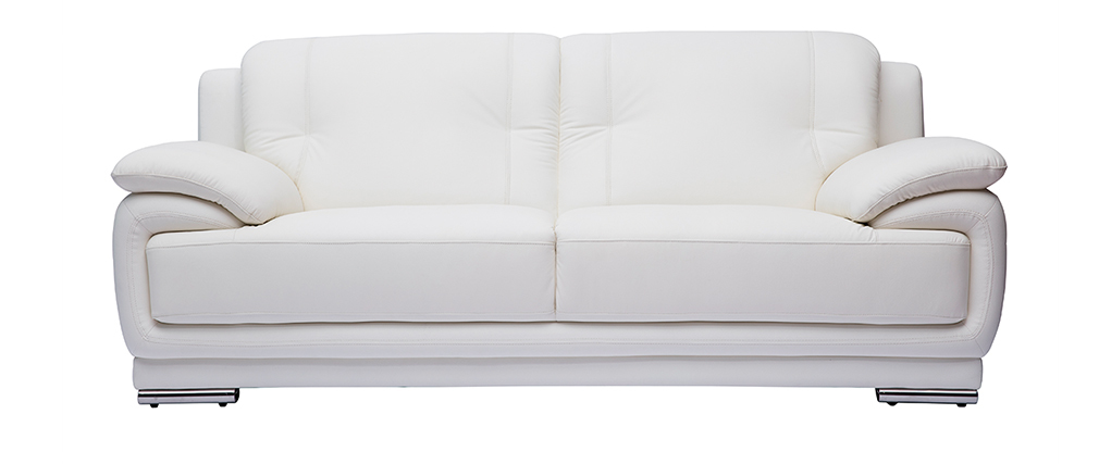Canapé cuir design 3 places blanc TAMARA - cuir de buffle