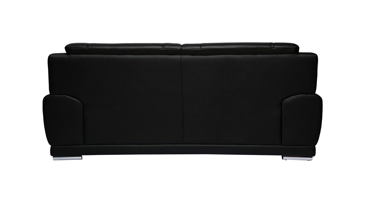 Canapé cuir design 3 places noir TAMARA - cuir de buffle