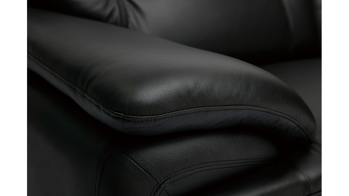 Canapé cuir design 3 places noir TAMARA - cuir de buffle