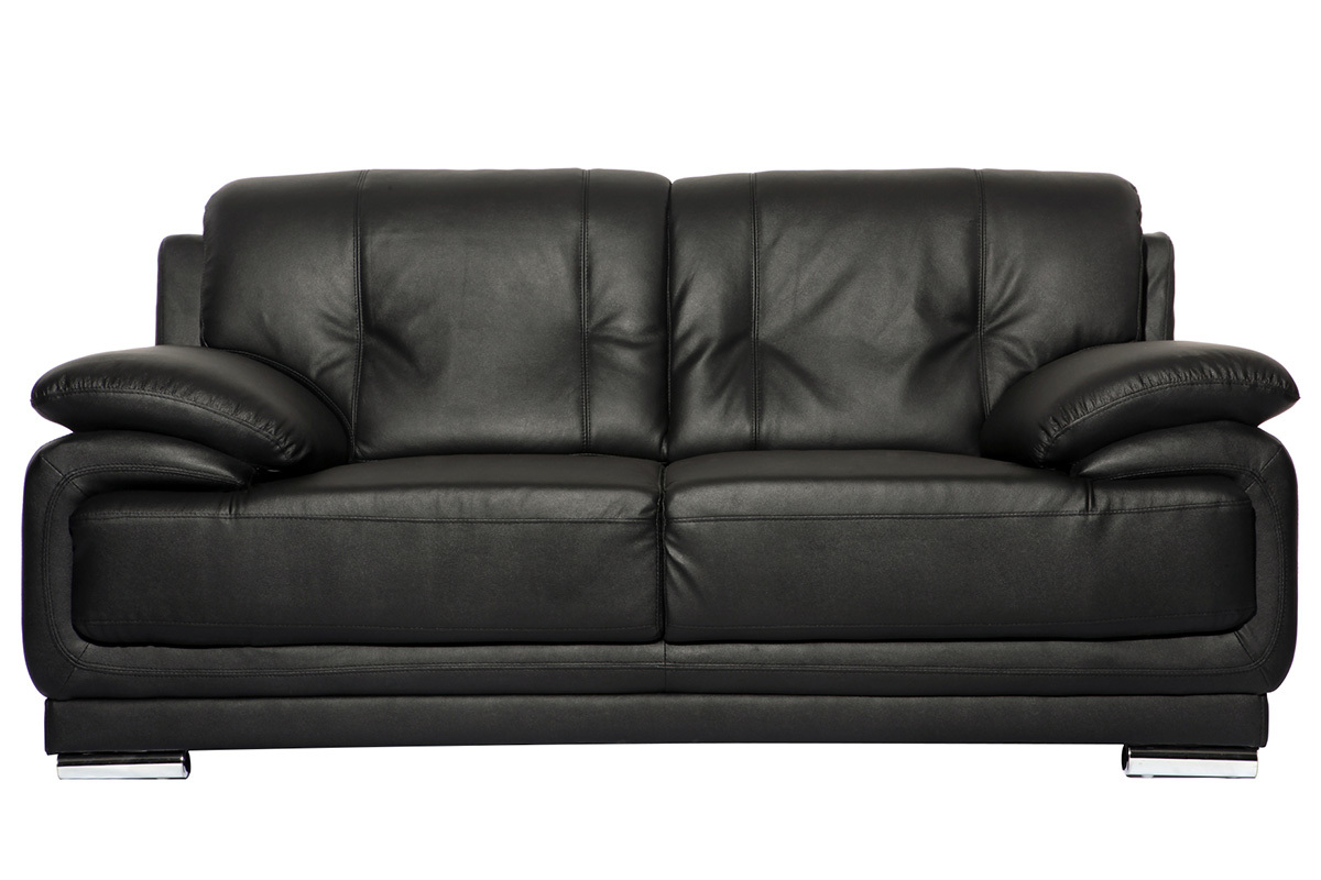 Canap� cuir design noir 2 places TAMARA - cuir de vache