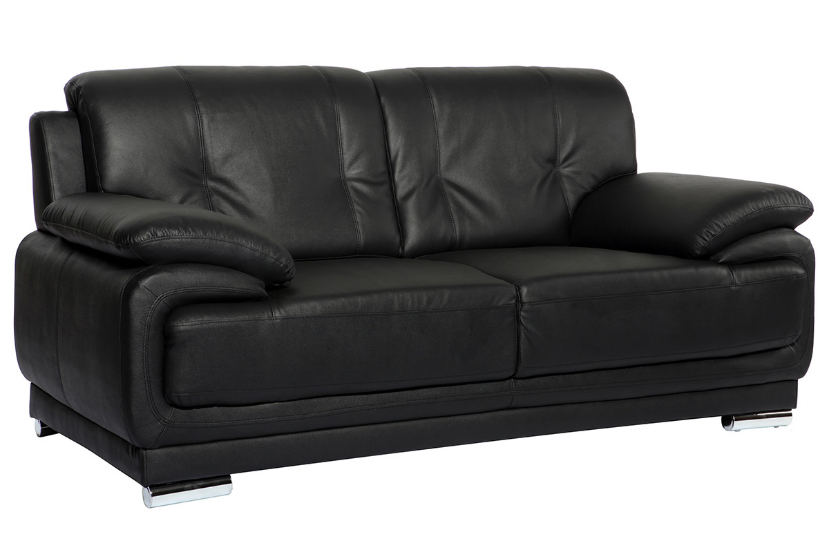 Canap� cuir design noir 2 places TAMARA - cuir de vache