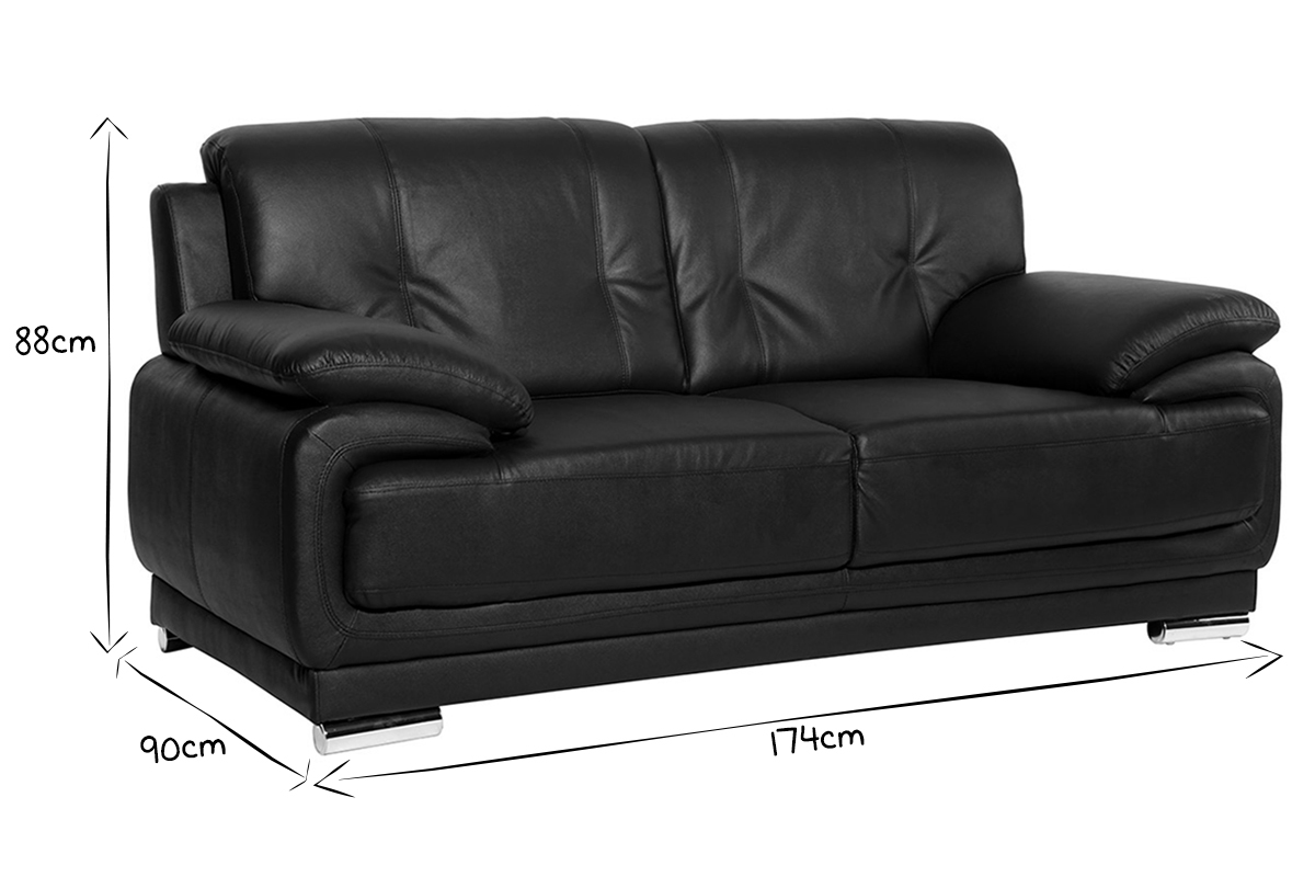 Canap� cuir design noir 2 places TAMARA - cuir de vache