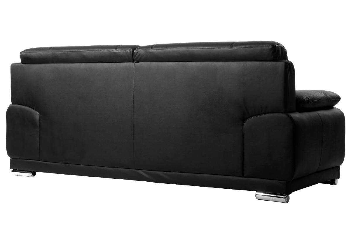 Canap cuir design noir 3 places TAMARA - cuir de vache