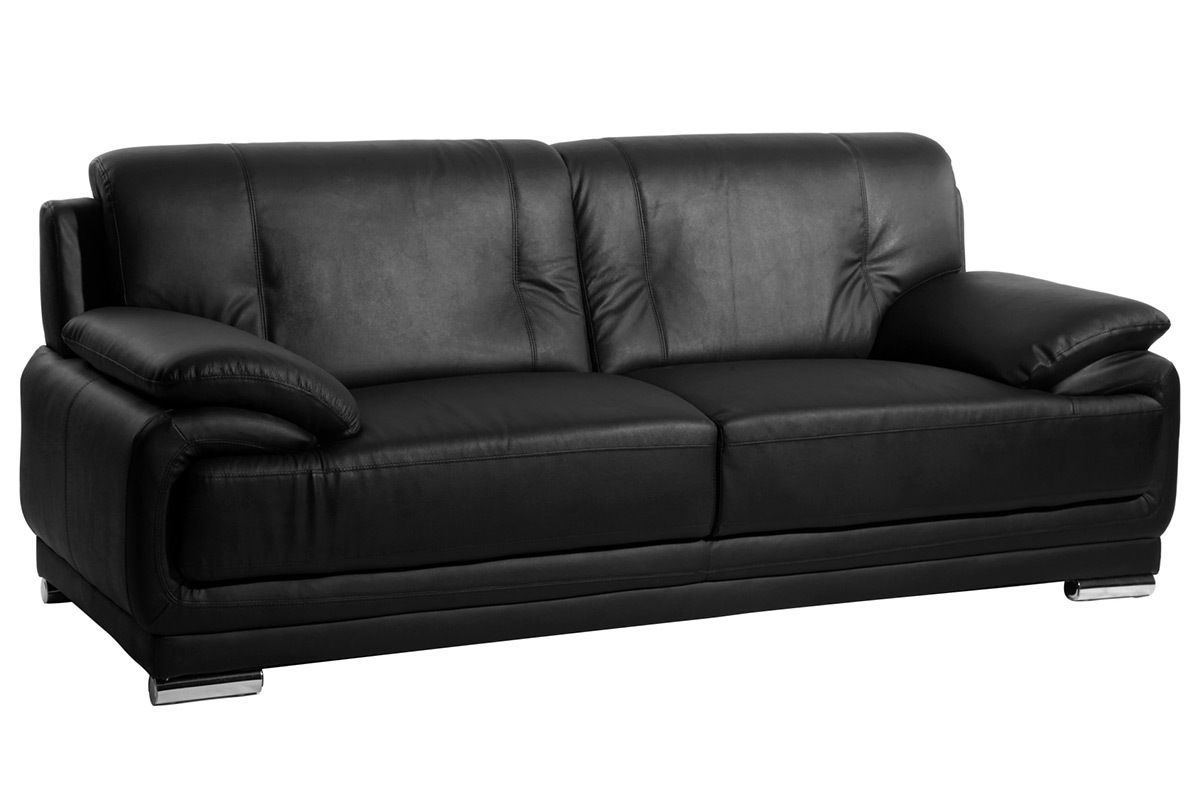 Canap cuir design noir 3 places TAMARA - cuir de vache
