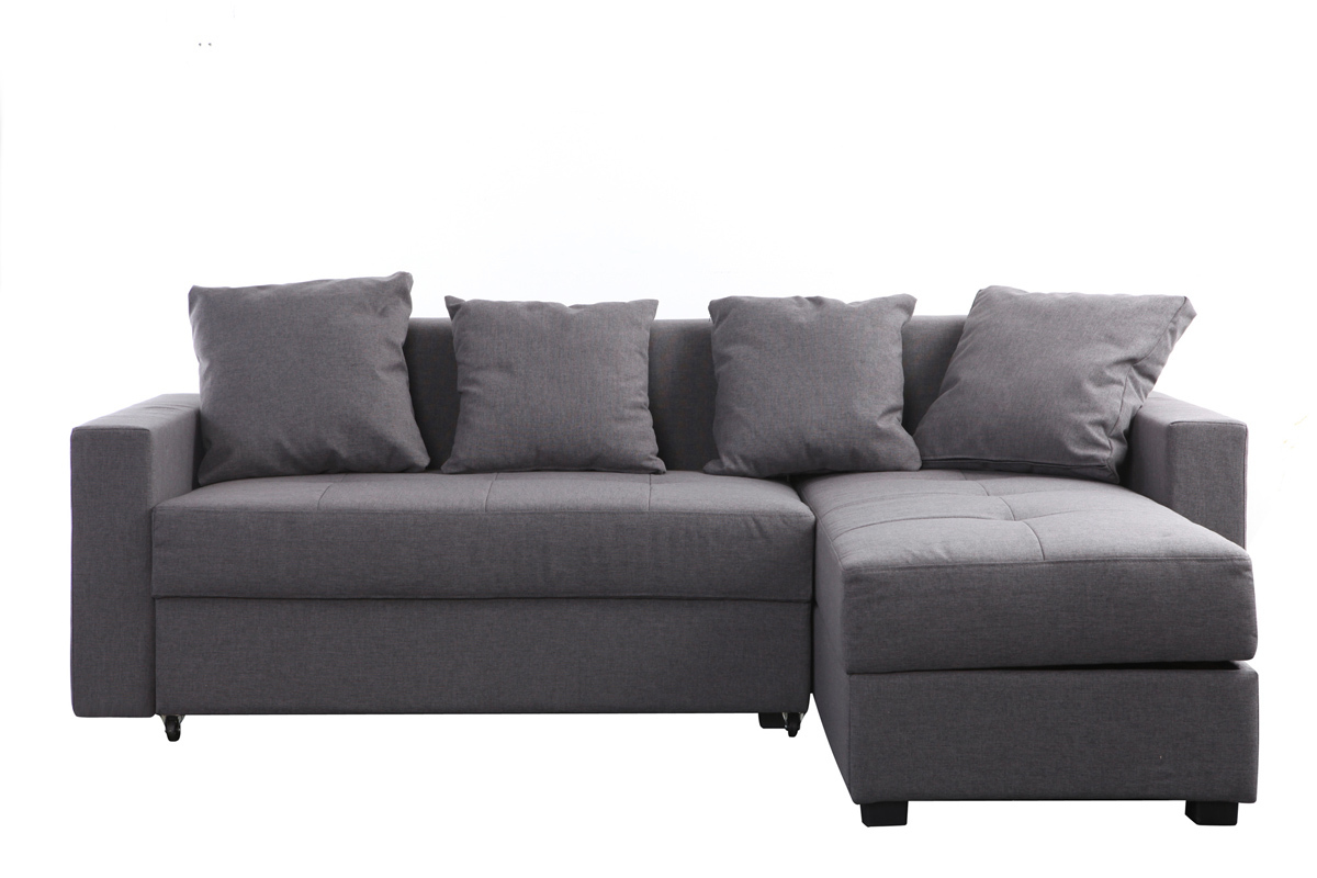 Canap d'angle convertible gris (angle droit) HALVIN